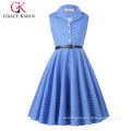 Grace Karin Flower Girl Dresses Summer Children Kids Girls Retro Vintage Sleeveless Lapel Collar Polka Dots Dress CL009000-4